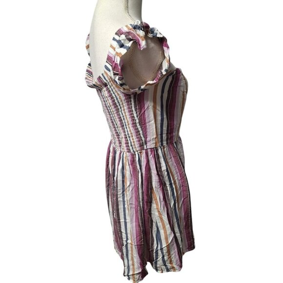 Aeropostale Cold Shoulder Dress Buttons Short Stripes Button Front Womens Large - Picture 9 of 9